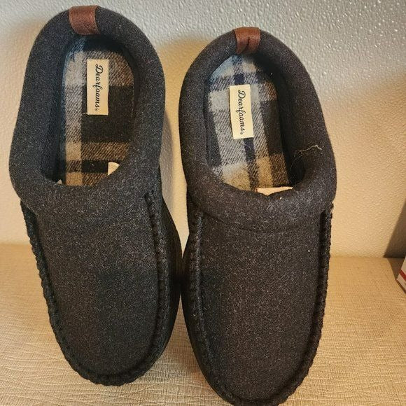 Dearfoams Men's Clog Style Memory Foam Slippers Wool Blend L
