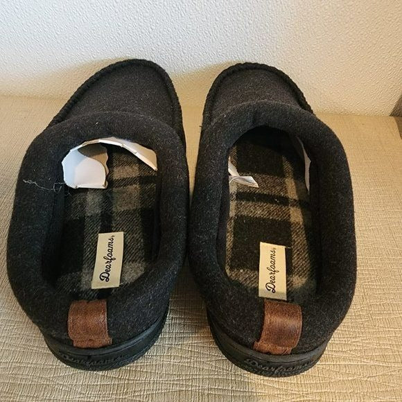 Dearfoams Men's Clog Style Memory Foam Slippers Wool Blend L
