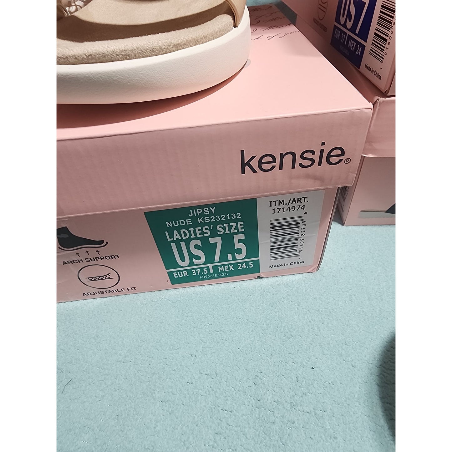 Kensie Women's Nude Jipsy Sandals With Arch Support & Adjustable Strap