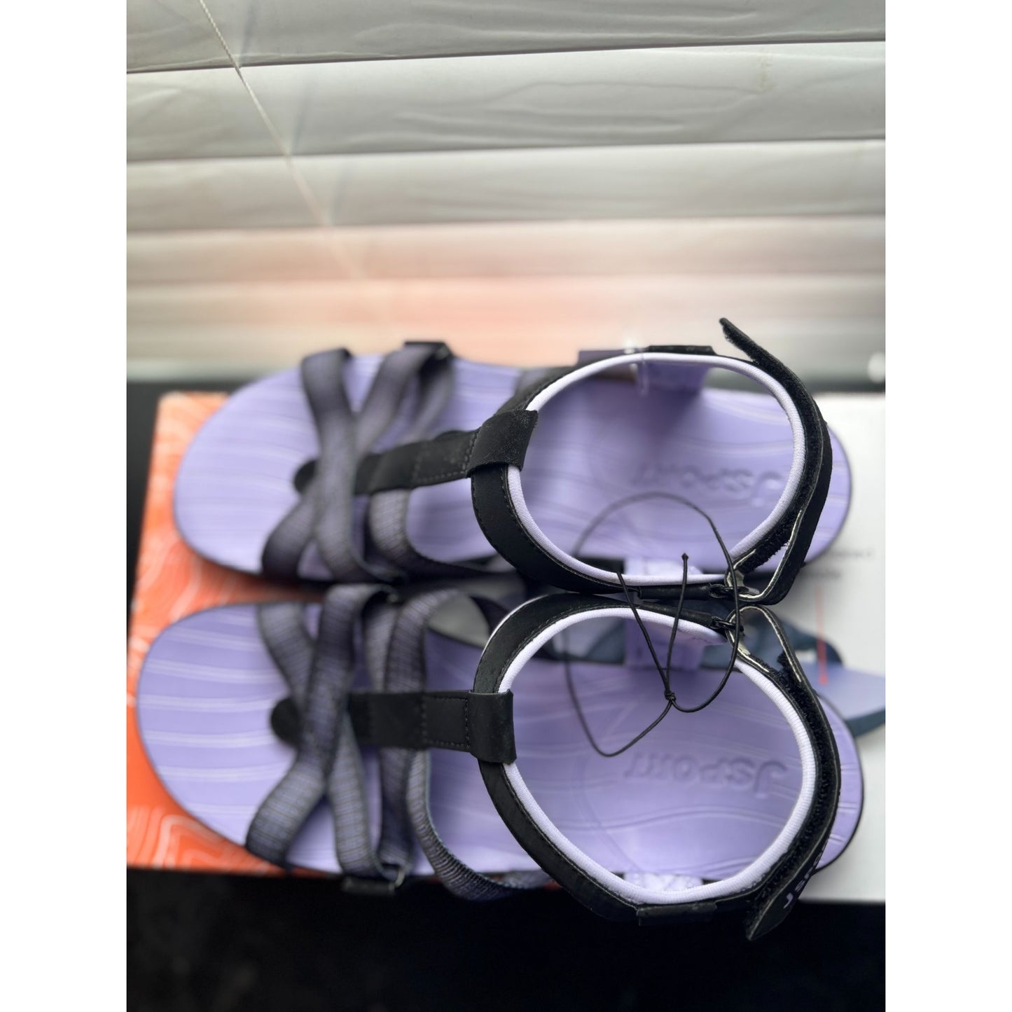 J Sport Kaia Ladies Black & Purple Sandals With Comfortable Contoured Soles