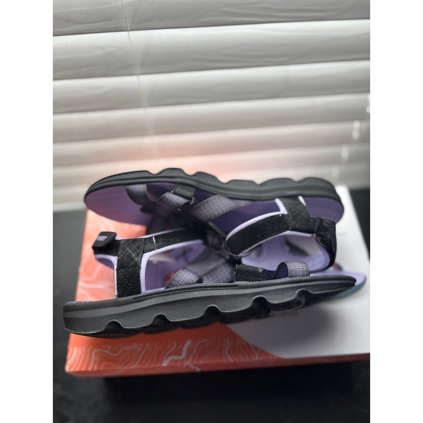 J Sport Kaia Ladies Black & Purple Sandals With Comfortable Contoured Soles