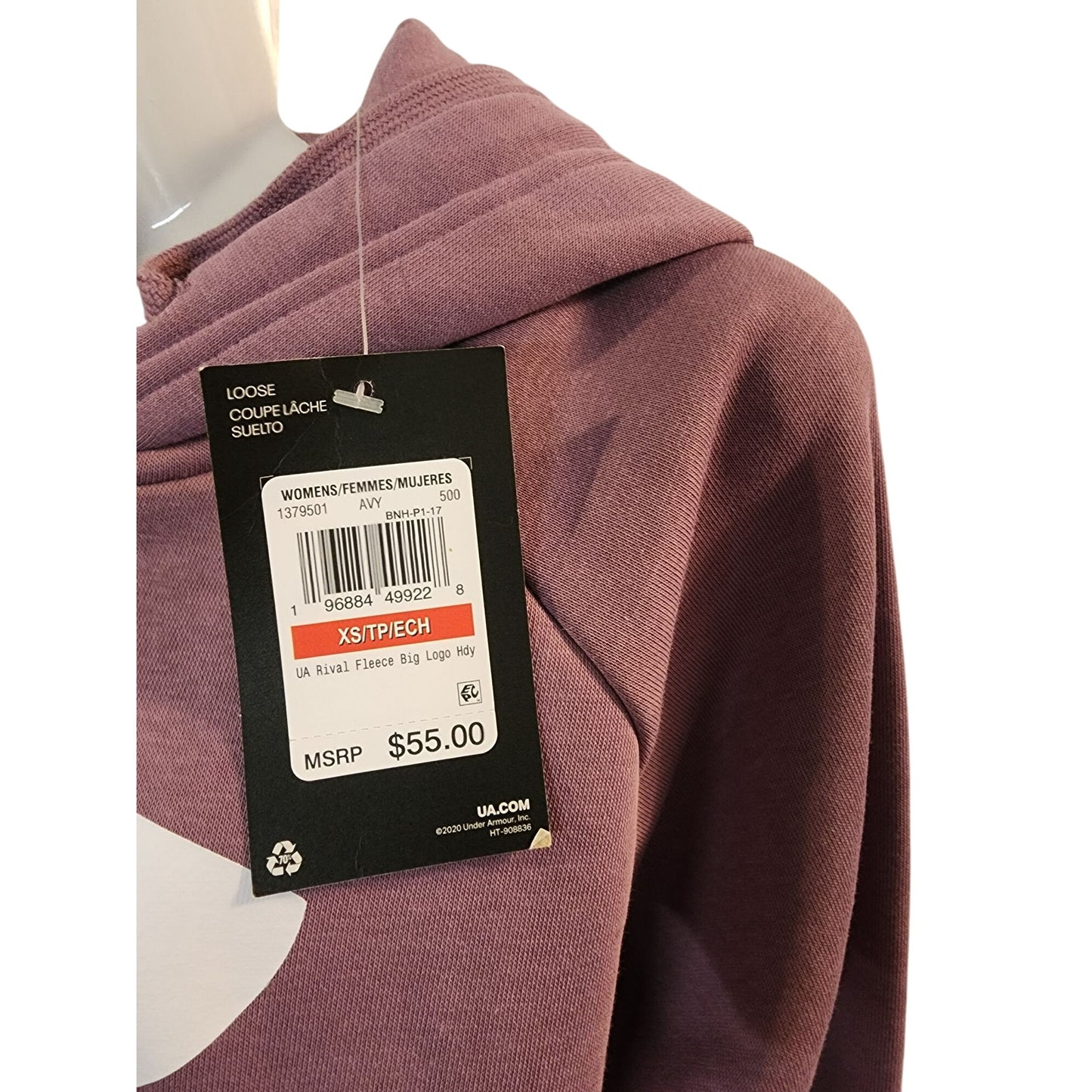 Under Armour Womens Rival Fleece Big Logo Hoodie SIZE XS