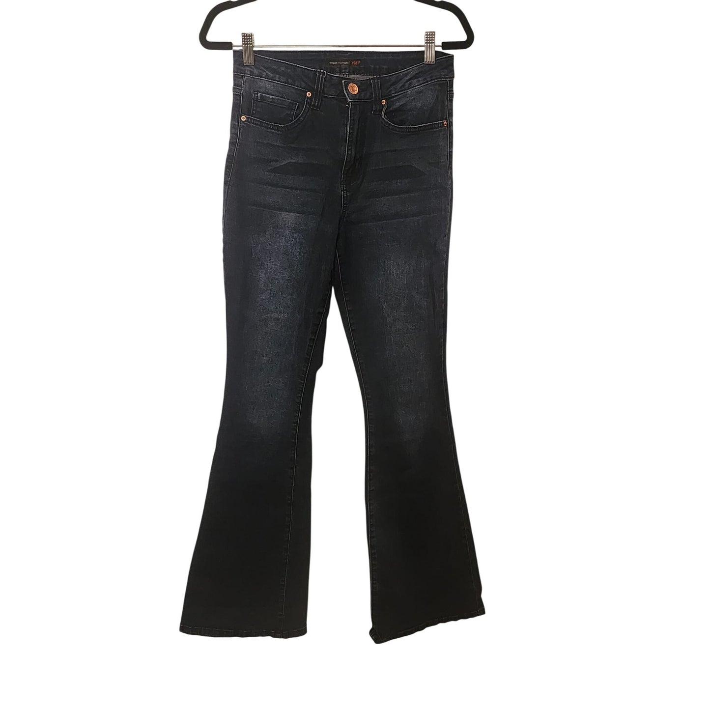 YMI Womens Flared Kids Jeans Size 7 Cotton Blend Dark Wash Denim Made In USA