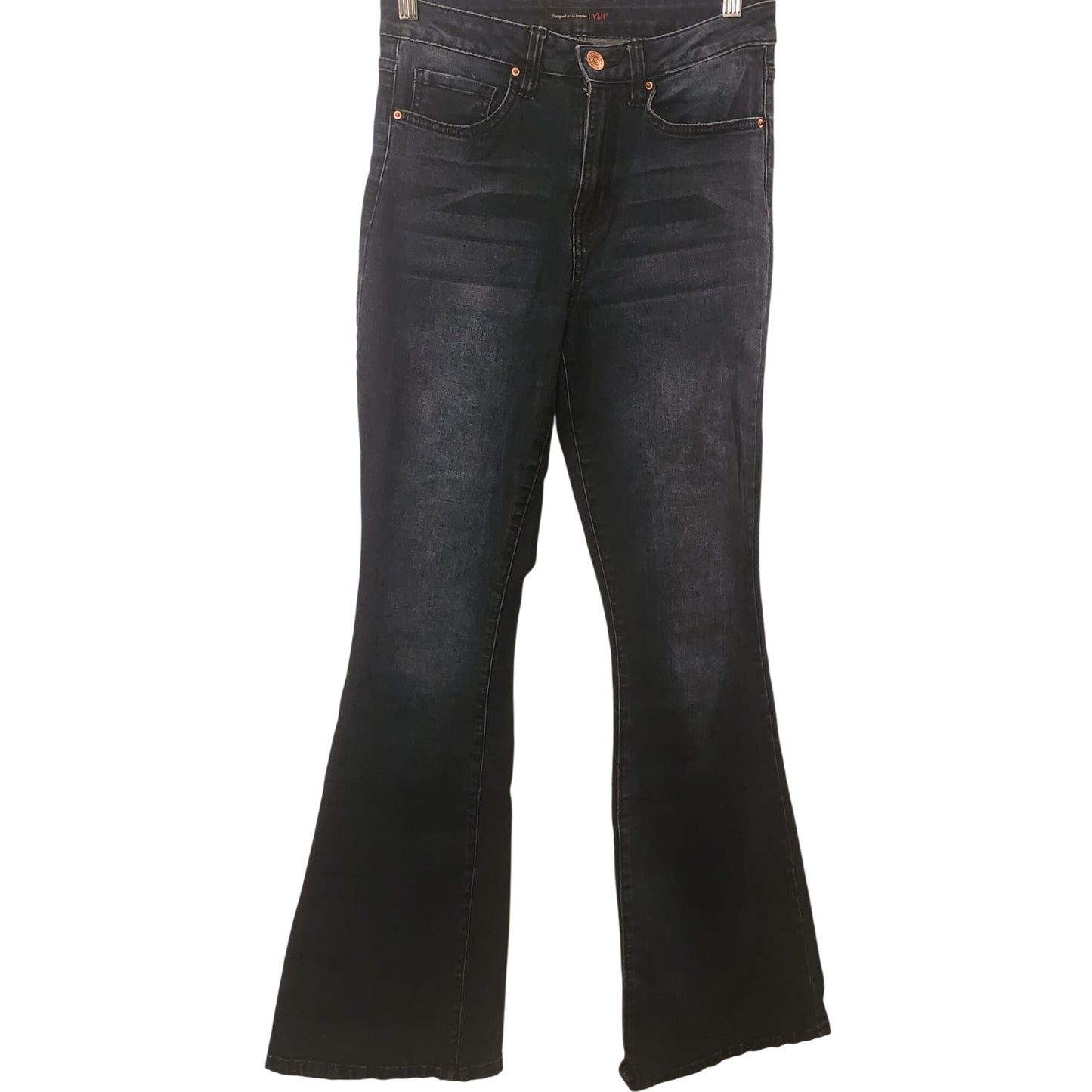 YMI Womens Flared Kids Jeans Size 7 Cotton Blend Dark Wash Denim Made In USA