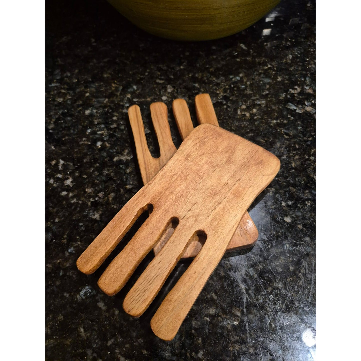 Handmade Cedar Salad Hands Rustic Wooden Serving Forks Eco-Friendly Salad Tossers