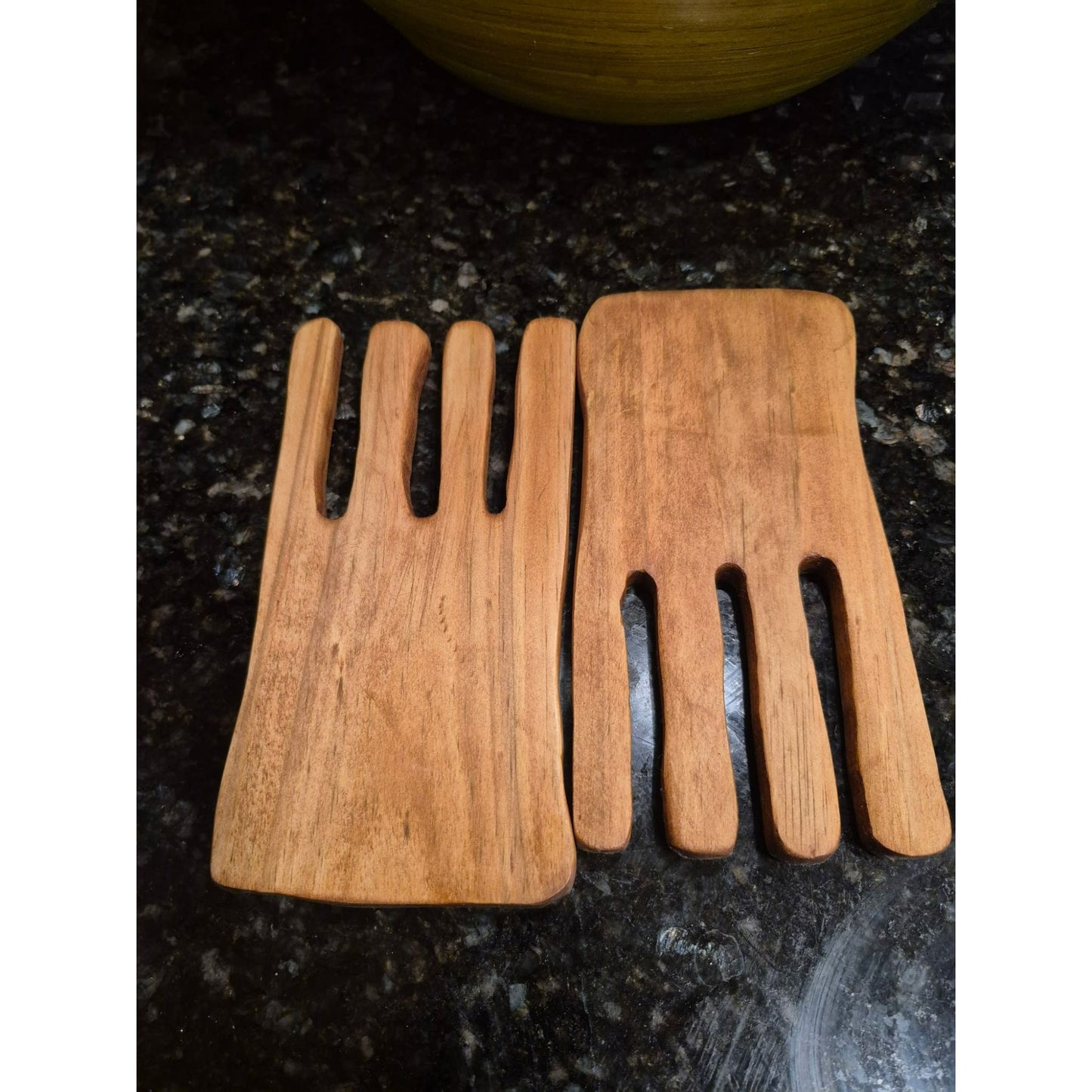 Handmade Cedar Salad Hands Rustic Wooden Serving Forks Eco-Friendly Salad Tossers