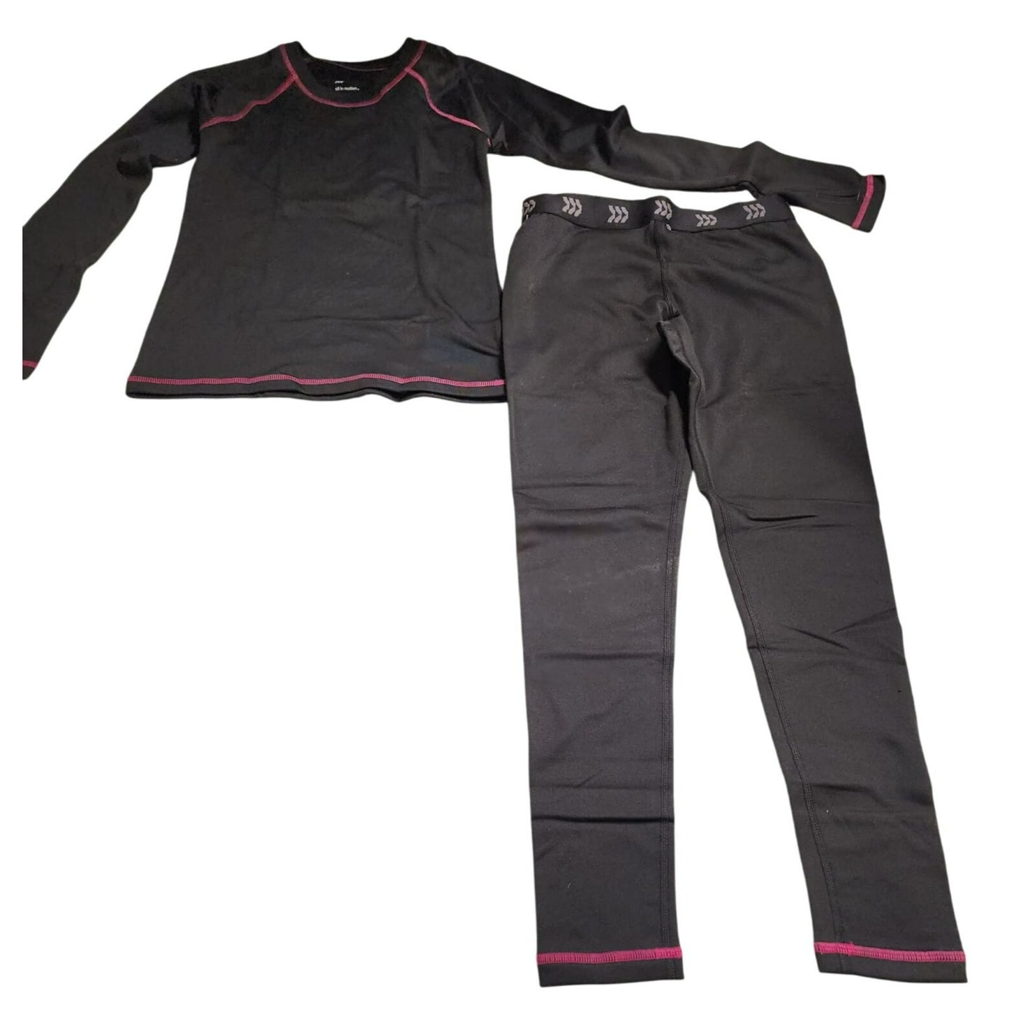 All in Motion Black Kids Thermal Base Layer Set Top & Bottom Size M