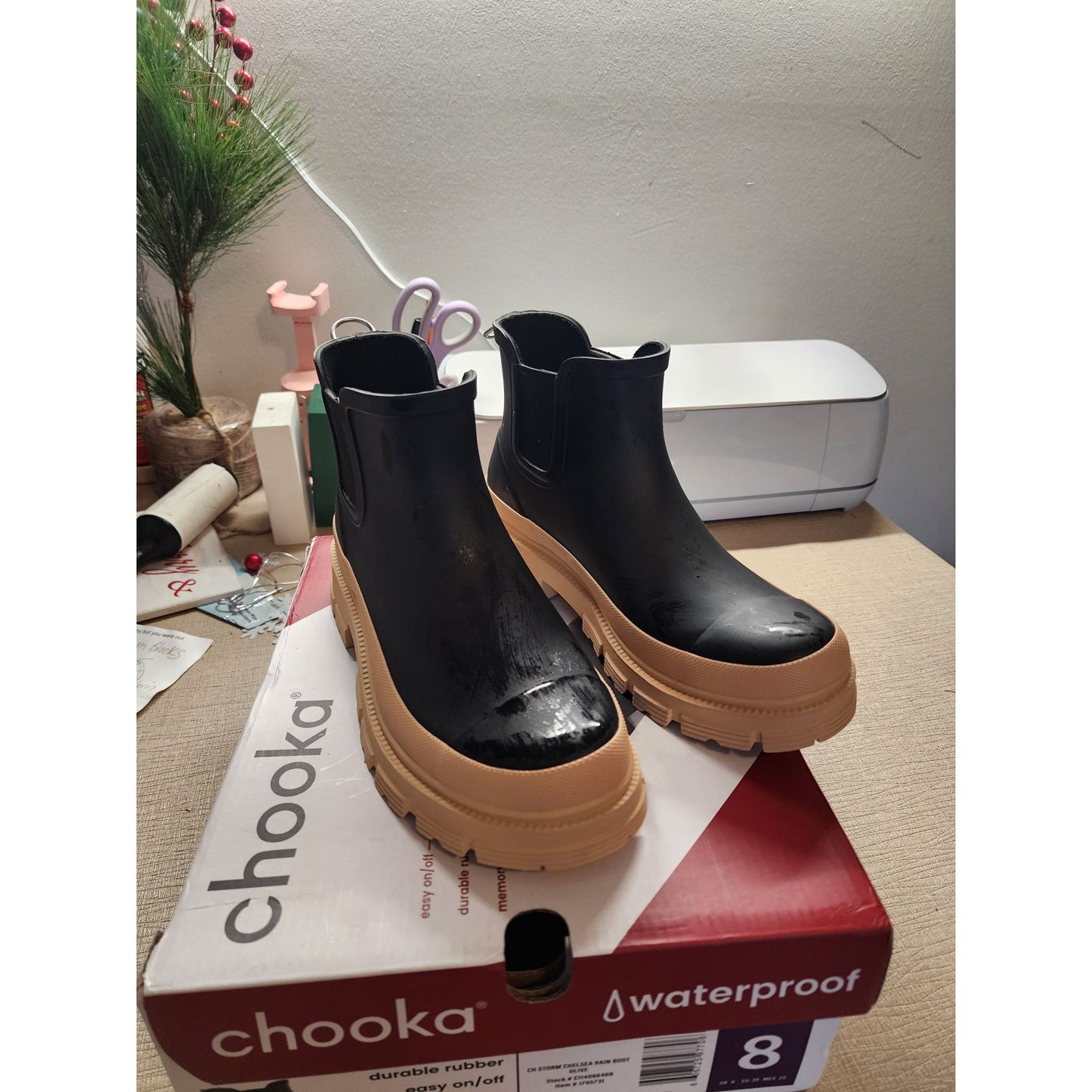 Chooka Women's Waterproof Ankle Rain Boots Black 8
