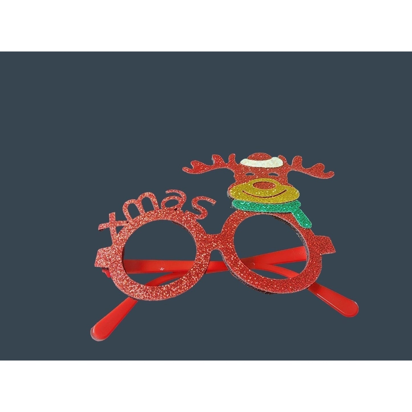 Holiday Xmas Reindeer Glitter Glasses Festive Fun Eyewear