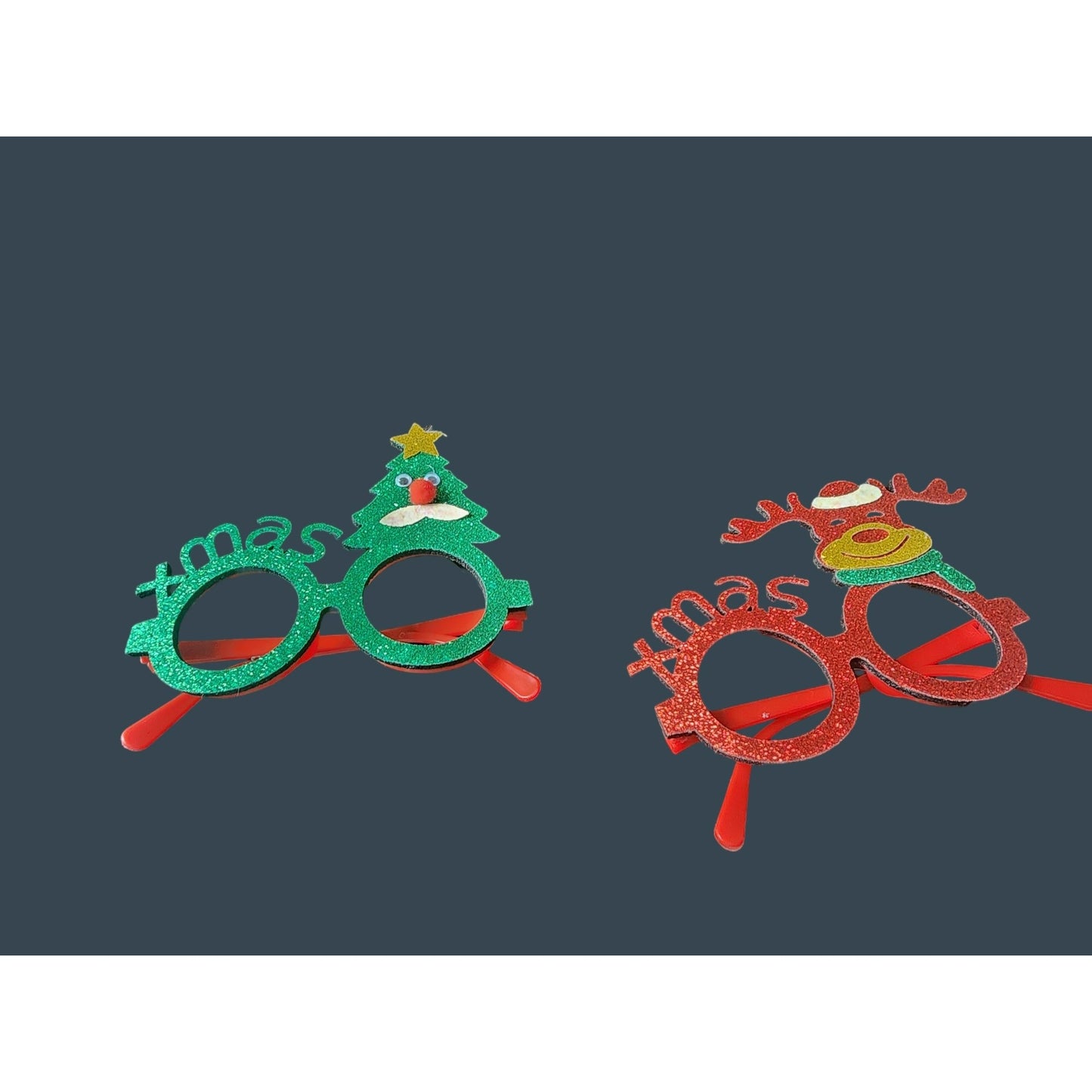Holiday Xmas Reindeer Glitter Glasses Festive Fun Eyewear