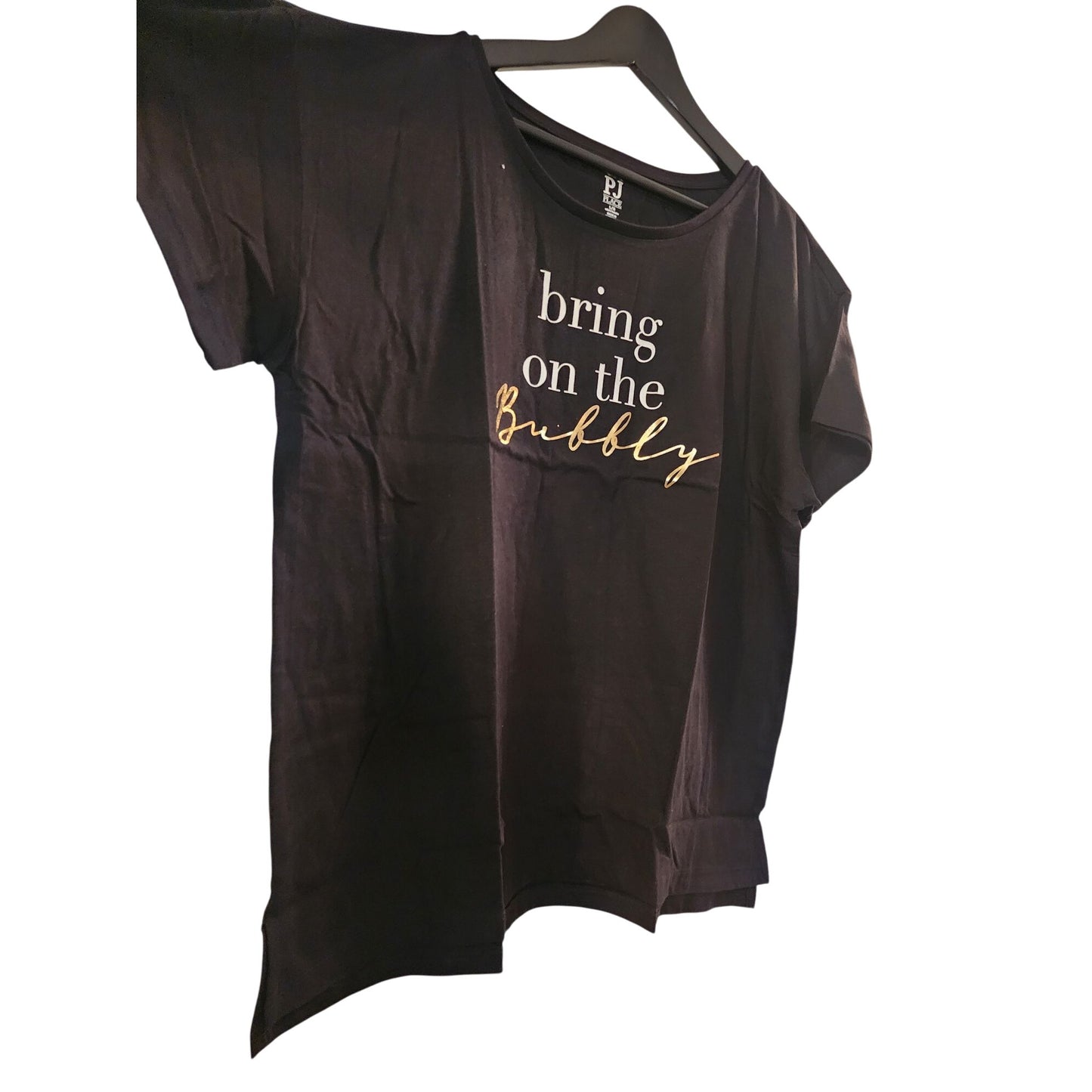 Bring On The Bubbly Graphic Black Relaxed Fit T-Shirt