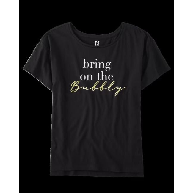 Bring On The Bubbly Graphic Black Relaxed Fit T-Shirt