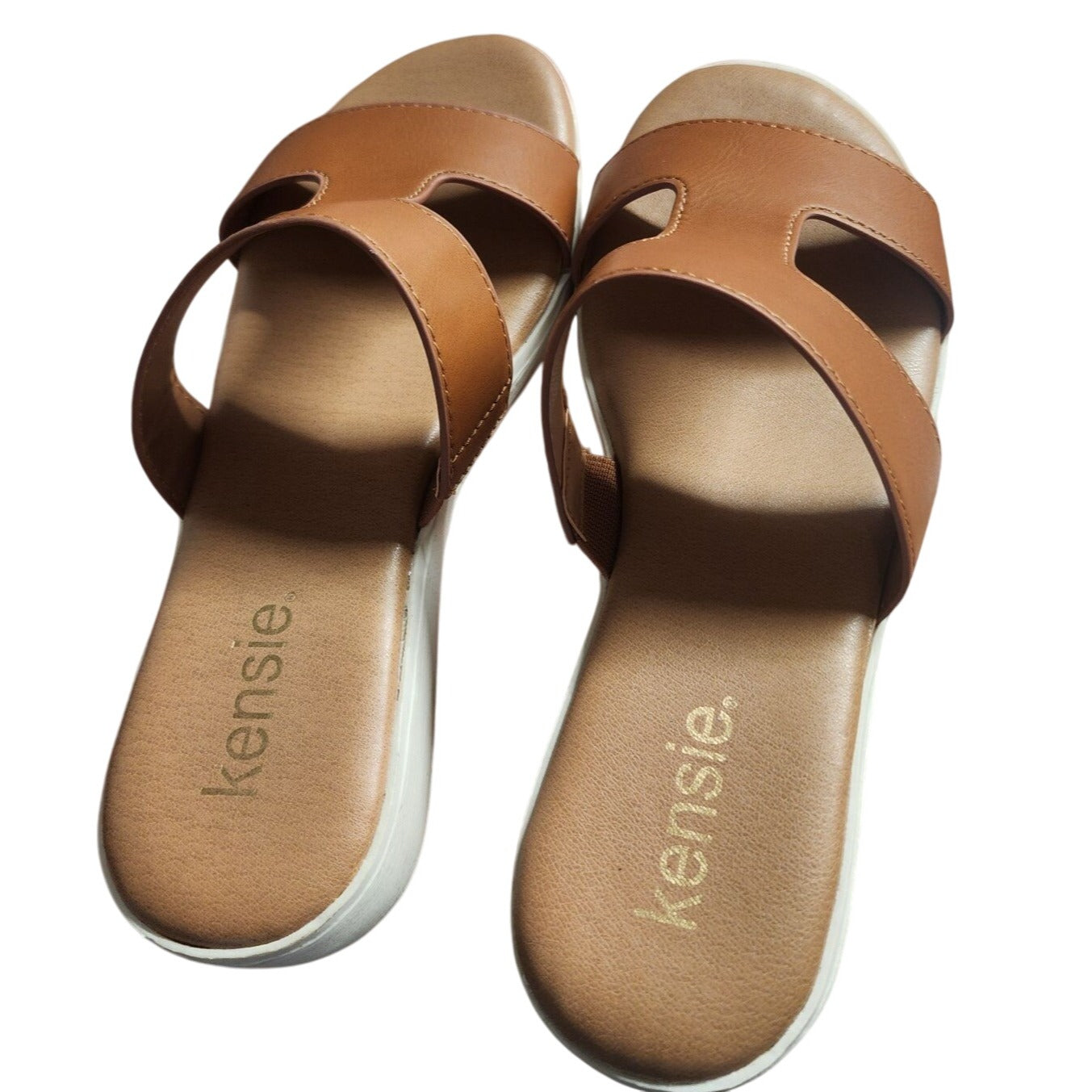 Kensie Women's Elena Cognac Sandals With Arch Support & Adjustable Strap