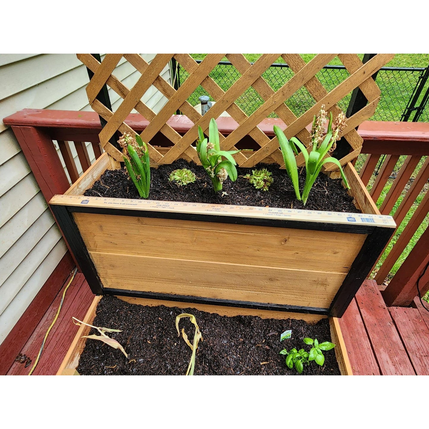 Handcrafted Cedar wood Planter Box with Trellis | Rustic Charm for Gardens & Patios | Gift | Spacious Double Design | Eco-Friendly |2-Tier Raised