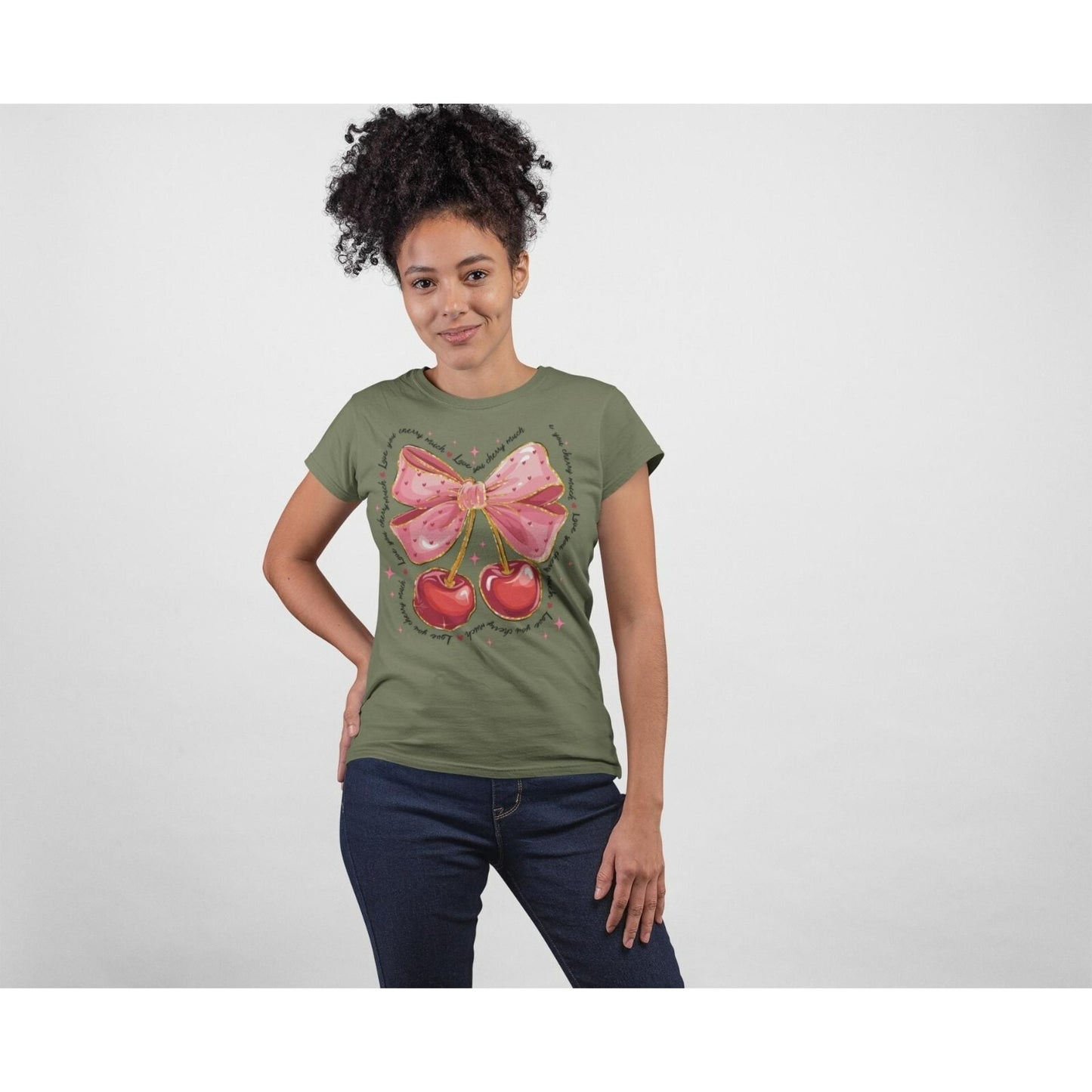 Valentine Cherries Tee Love WOMENS T-Shirt Gift Shirt Valentines Day Top