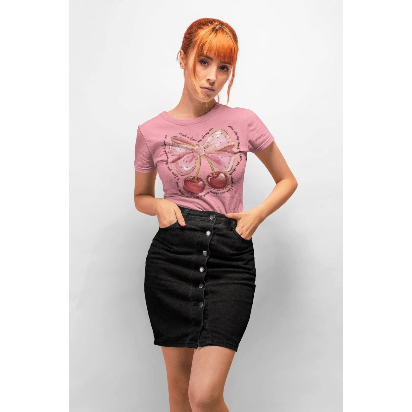 Valentine Cherries Tee Love WOMENS T-Shirt Gift Shirt Valentines Day Top