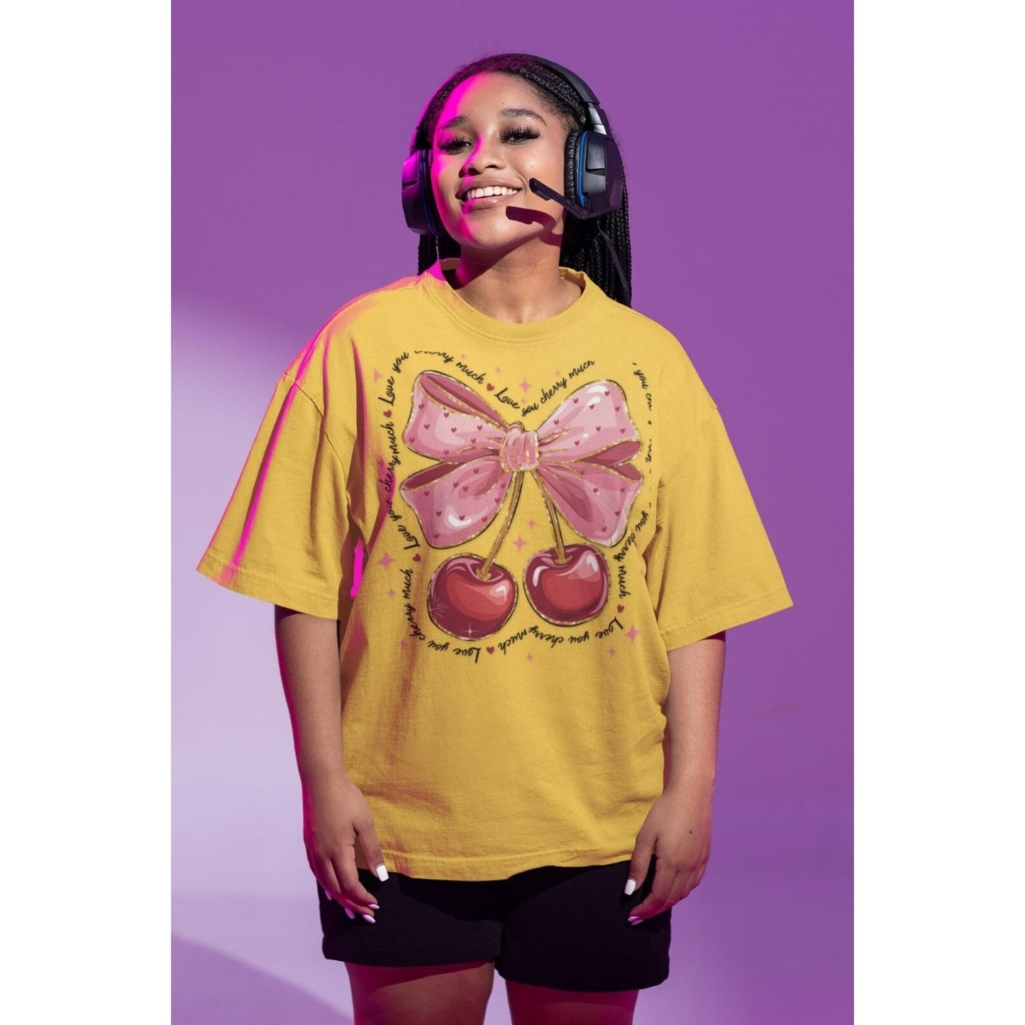 Valentine Cherries Tee Love WOMENS T-Shirt Gift Shirt Valentines Day Top