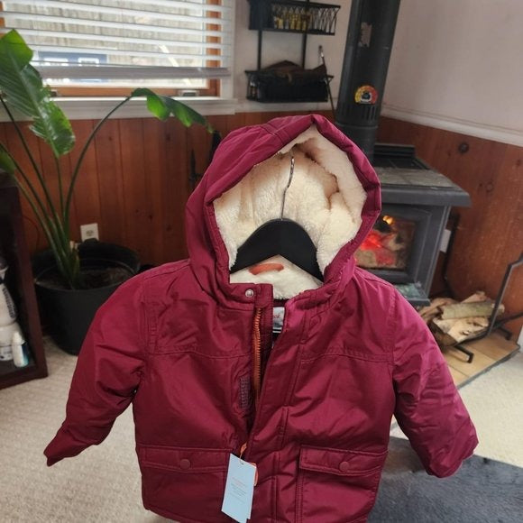 Cat And Jack Maroon Polyester Parkas Jacket