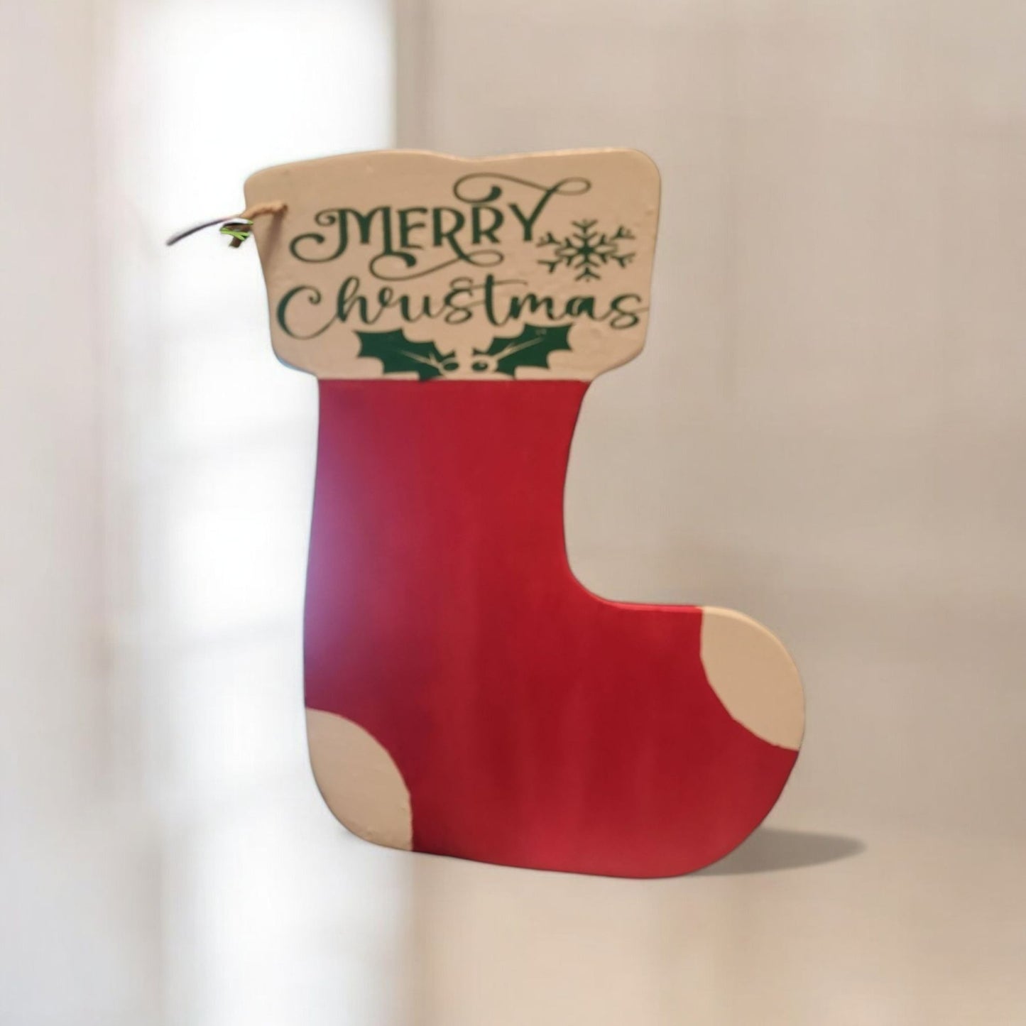 Merry Christmas Wooden Stocking Handmade Ornament With Personalization Option decoration