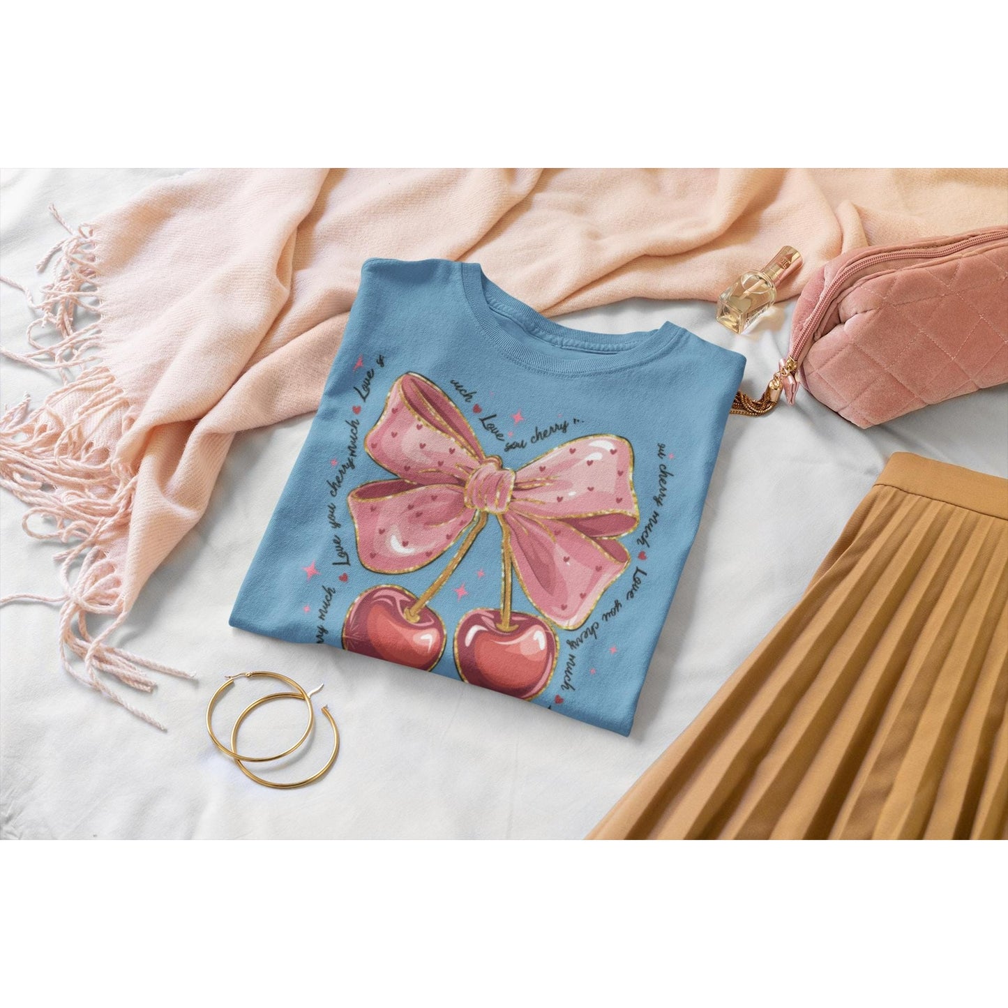 Valentine Cherries Tee Love WOMENS T-Shirt Gift Shirt Valentines Day
