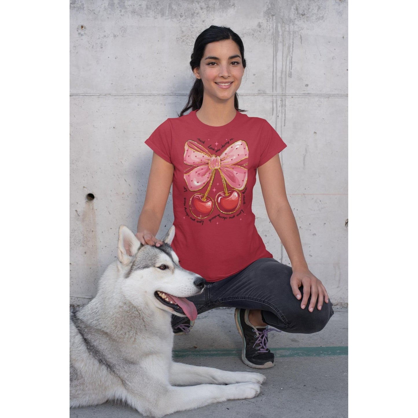 Valentine Cherries Tee Love WOMENS T-Shirt Gift Shirt Valentines Day