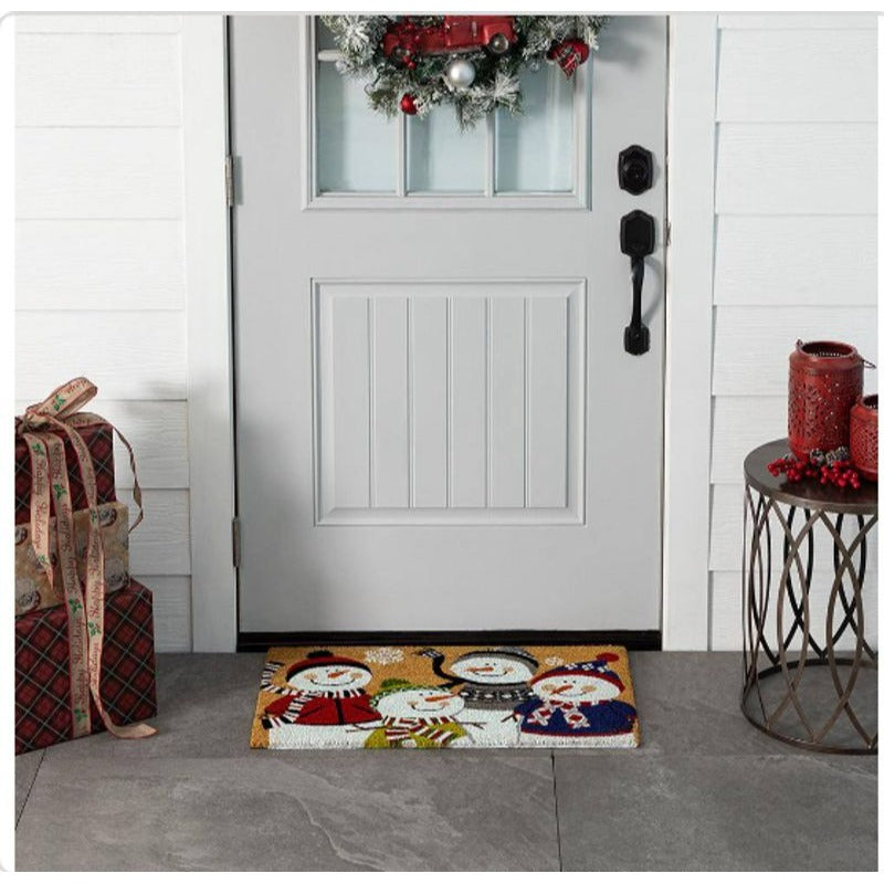 Snowmen Sweaters Door Mat 18"x30" Holiday Design Coir & PVC