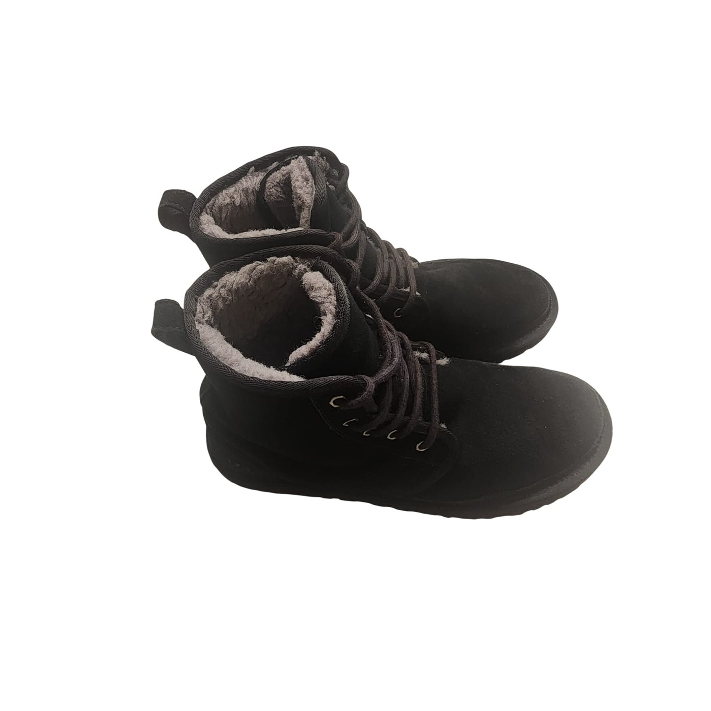 UGG Black Suede Fur-Lined Lace-Up Winter comfort Boots