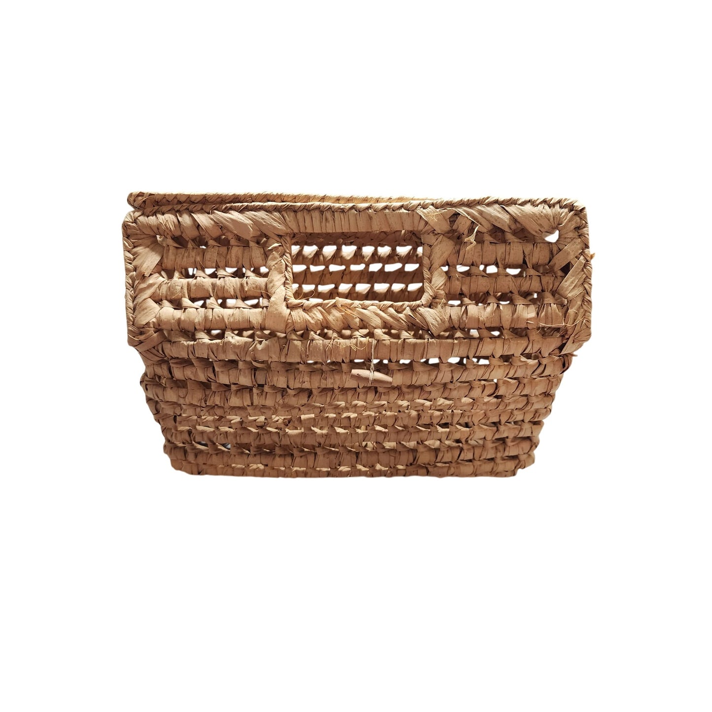Handwoven Natural Straw Rectangular Basket With Lid For Storage Or Decoration