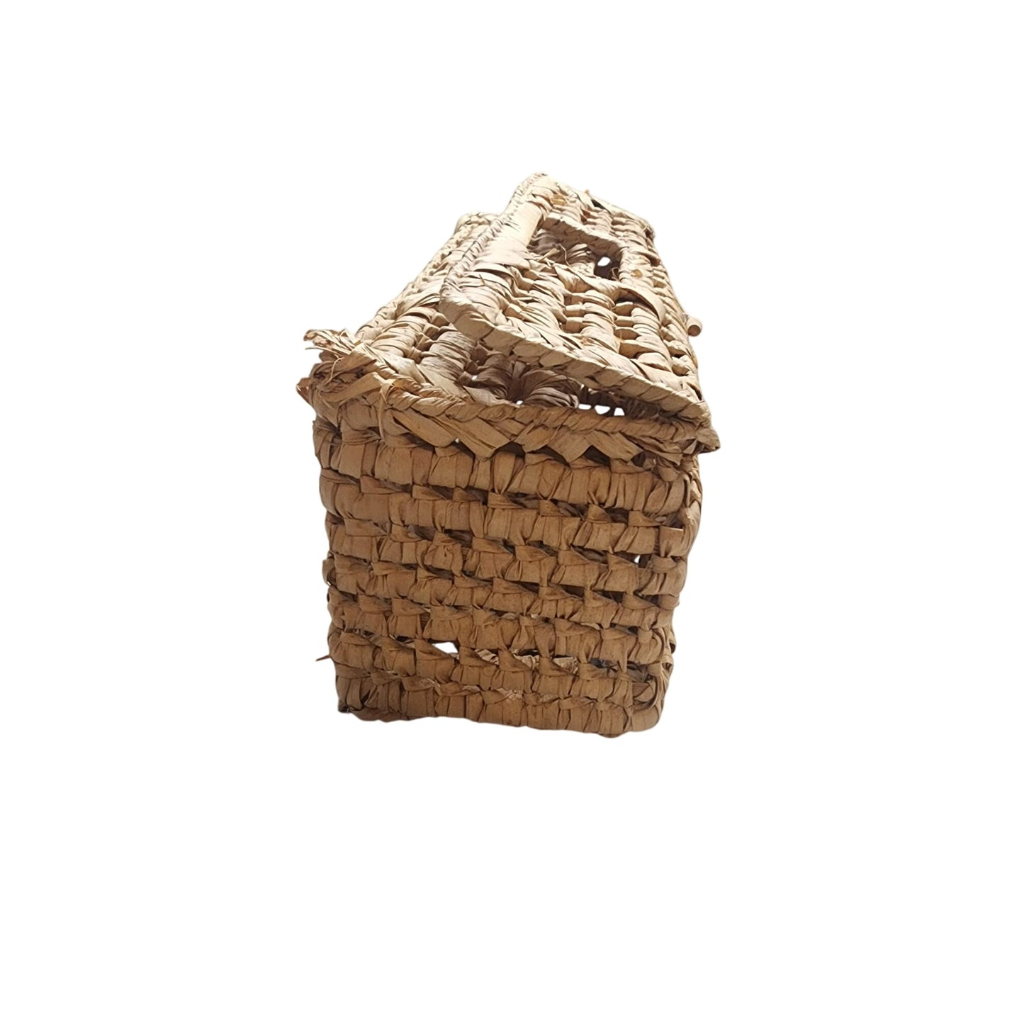 Handwoven Natural Straw Rectangular Basket With Lid For Storage Or Decoration