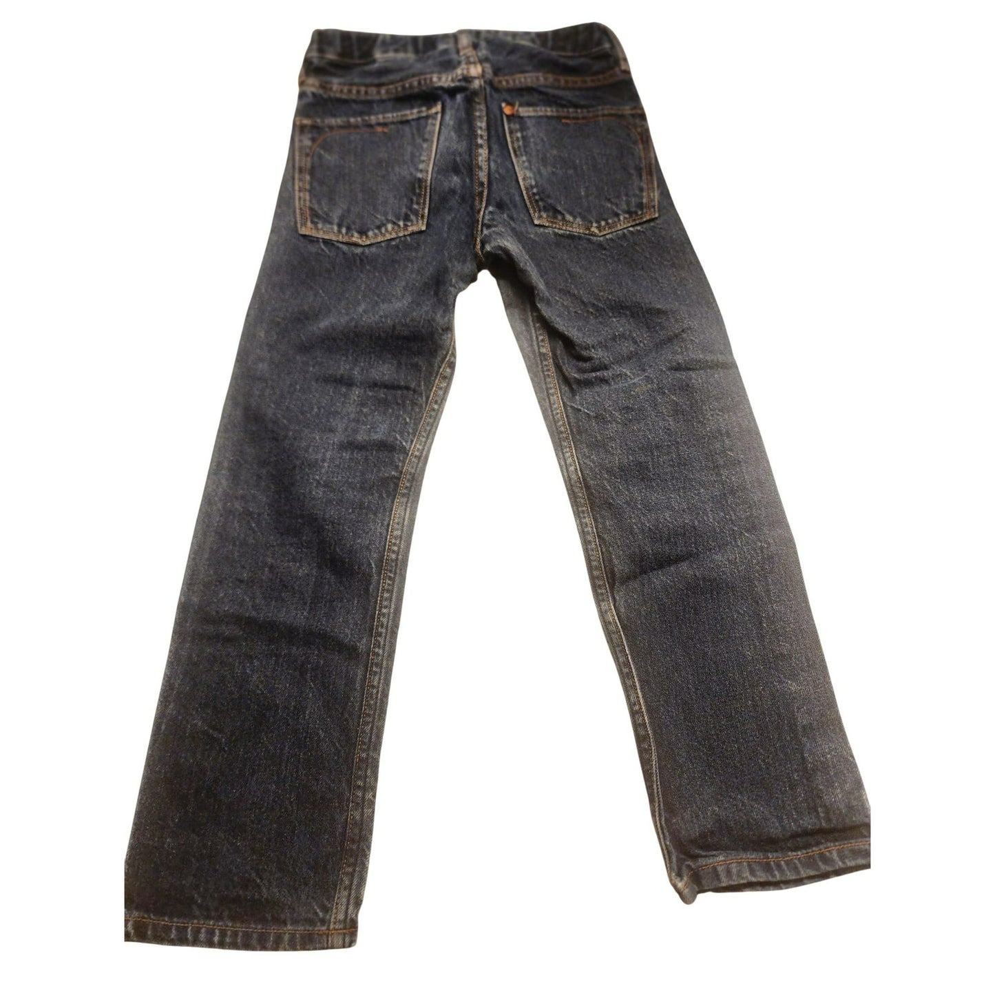Slim Fit Denim kids Jeans Adjustable Waist Button Blue US 6-7Y.