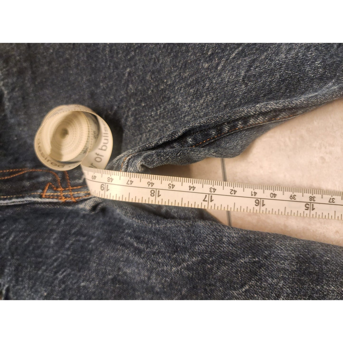 Slim Fit Denim kids Jeans Adjustable Waist Button Blue US 6-7Y.