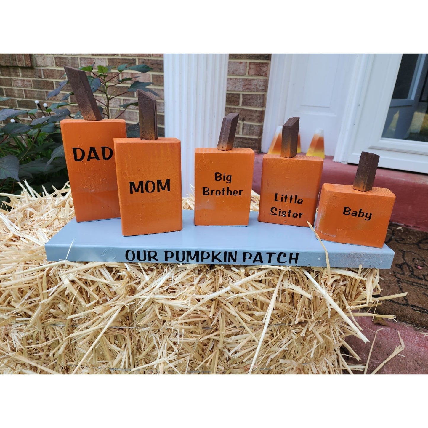 Handcrafted Wood Pumpkin Patch Family Decor Set
