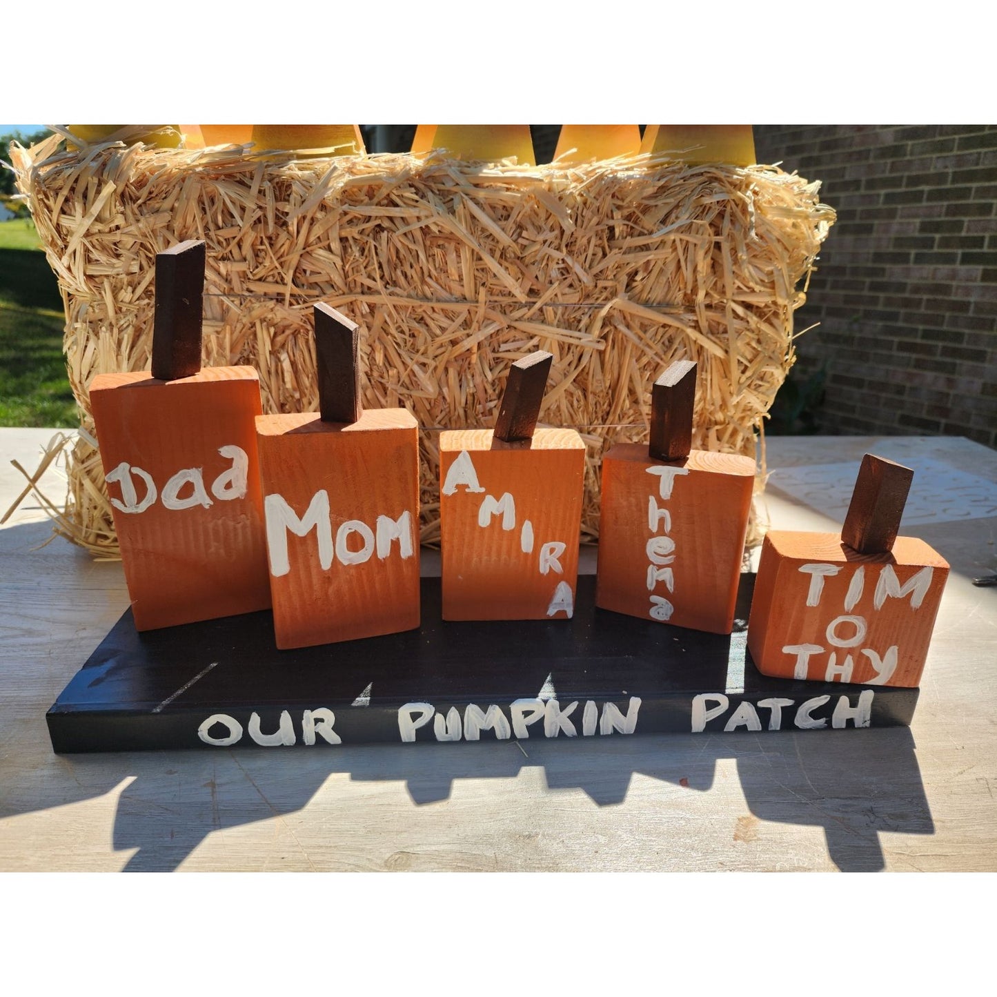 Handcrafted Wood Pumpkin Patch Family Decor Set