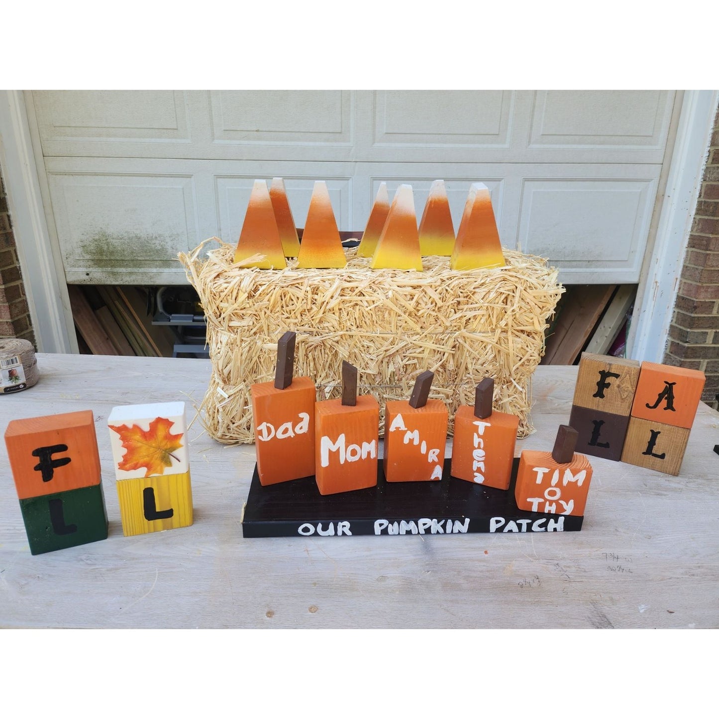 Handcrafted Wood Pumpkin Patch Family Decor Set