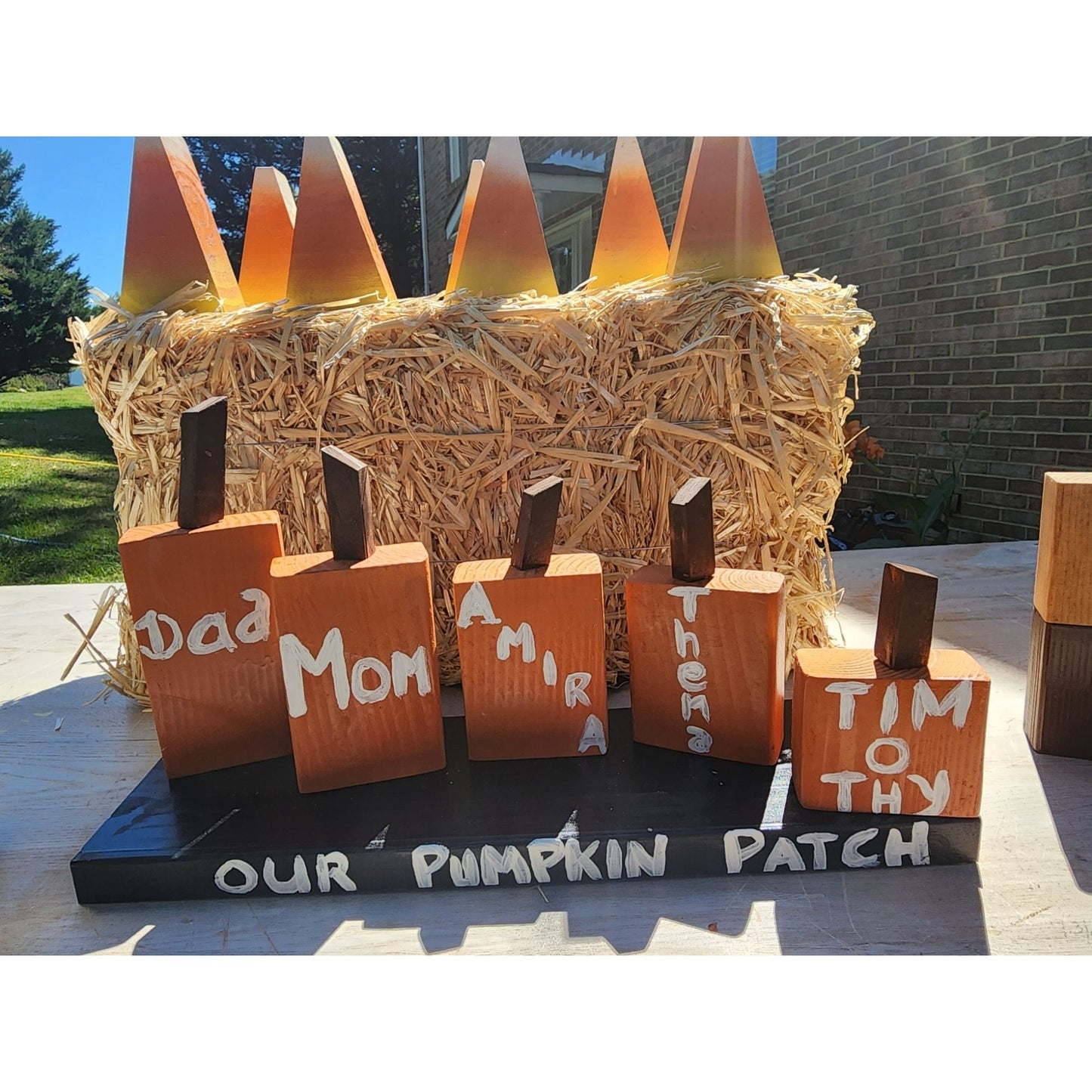 Handcrafted Wood Pumpkin Patch Family Decor Set