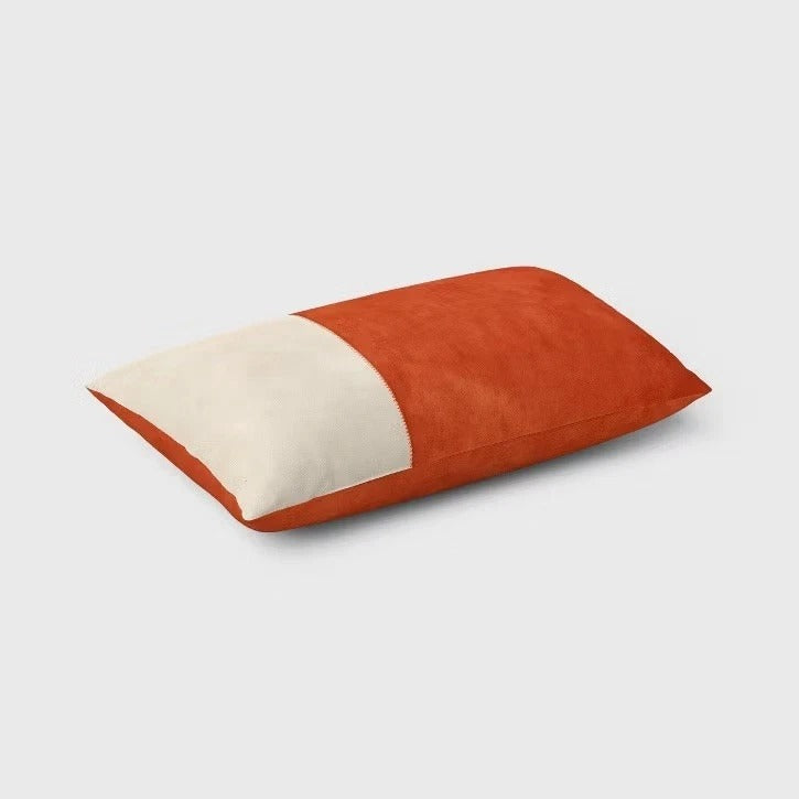 Threshold Oversized Colorblock Pieced Suede Lumbar Throw Pillow Orange/Neutral