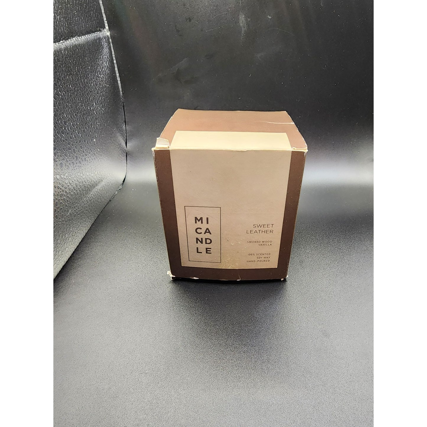 Mi Candle Sweet Leather Scented Wax Candle 100% Hand Poured With Wooden Wick