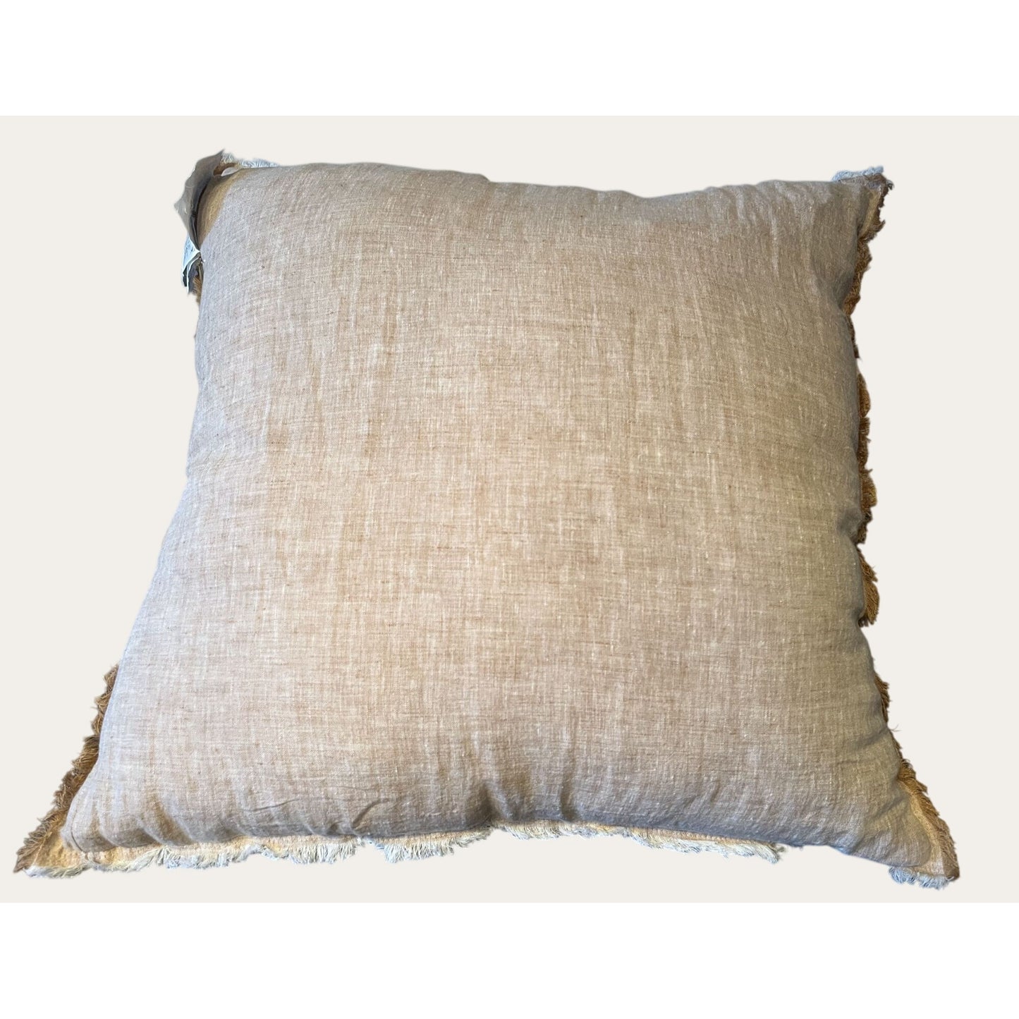 Soft Linen Decorative Throw Pillow With Frayed Edges Removable Cover Rustic Home Decor