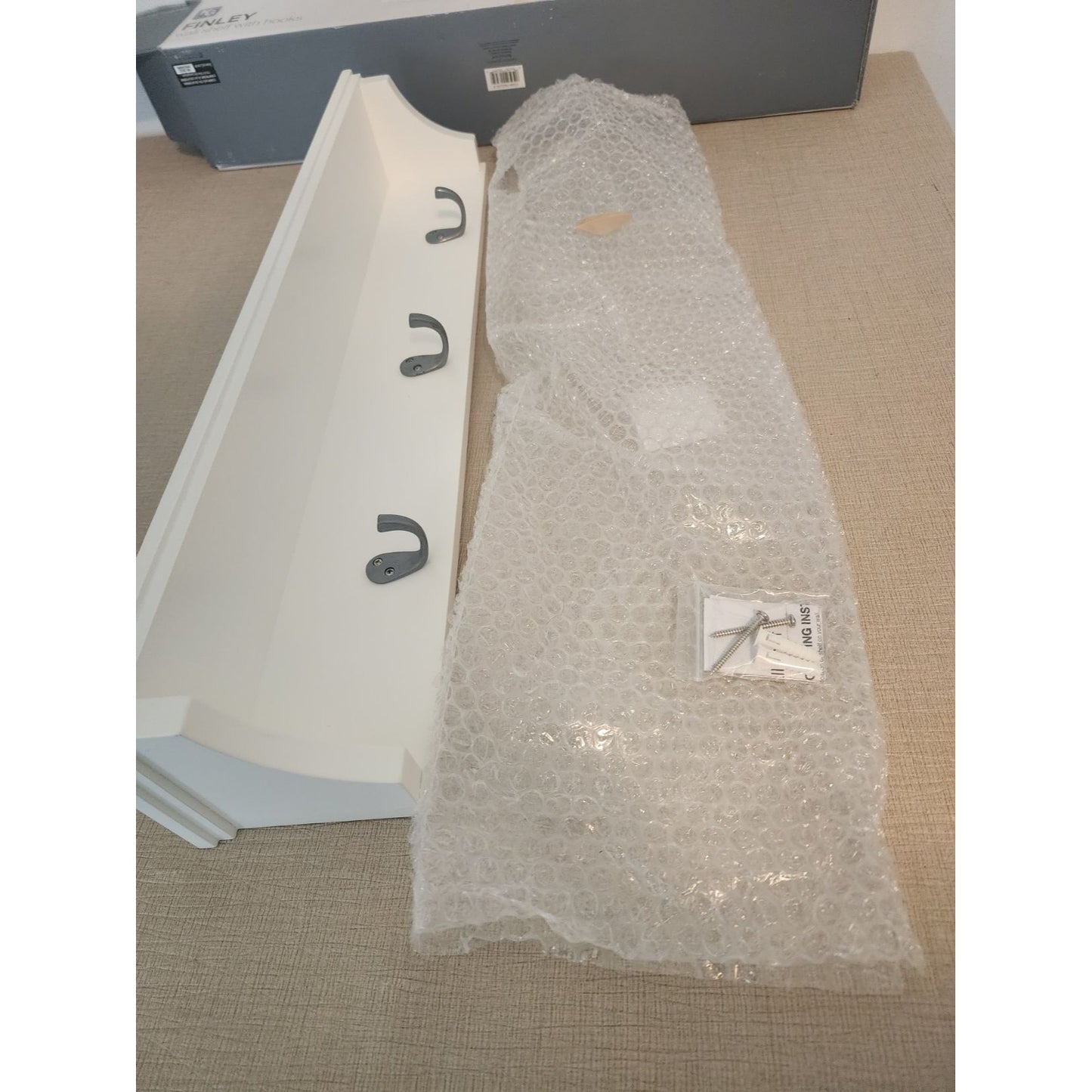 Finley Wall Shelf By Kiera Grace With 3 Hooks White Finish