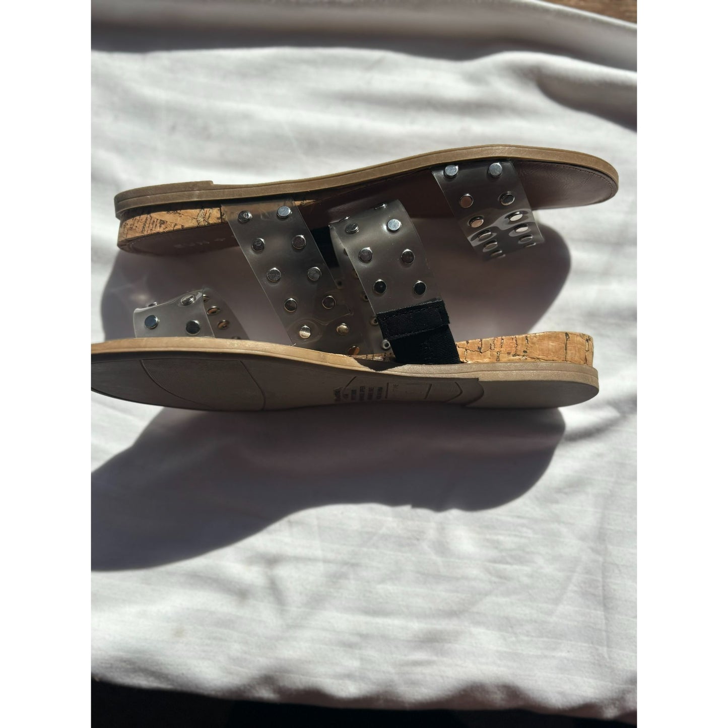Sun + Stone Womens Clear Studded Slide Sandals