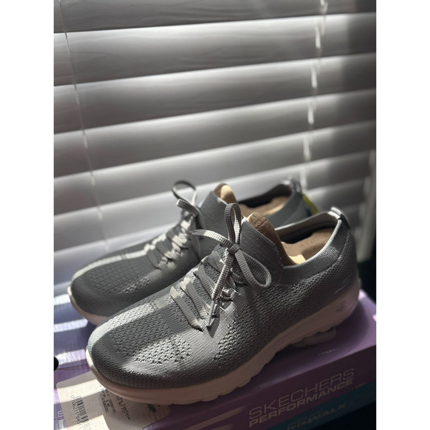 Skechers Performance Womens Go Walk Joy Gray Slip-On Athletic Sneakers