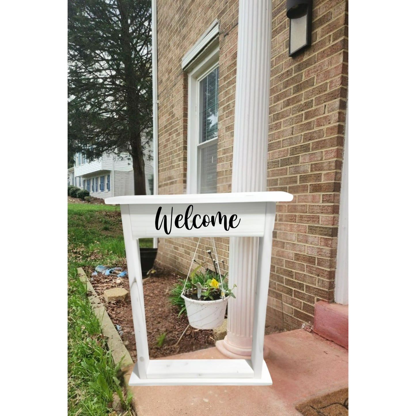 🪴 Personalized wood Hanging Flower Sign Stand – Custom Outdoor Sign Stand with Flower Pot Hanger