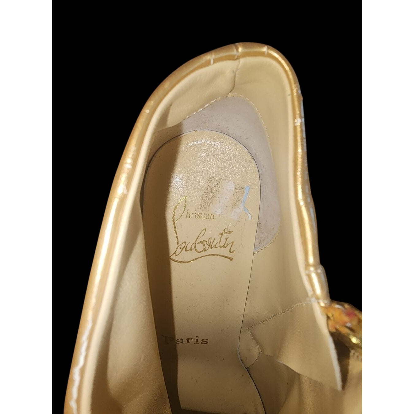 Christian Louboutin Robot 120 Miroire Gold Peep Toe Booties – Size 38 – Iconic Style