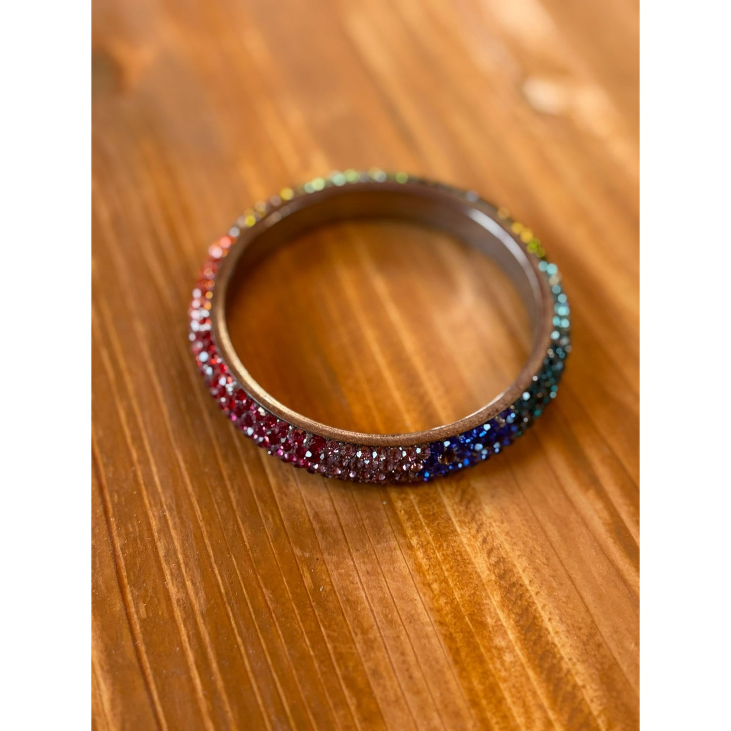 Vintage Ornate Jewel Tone Crystal Rhinestone Bangle