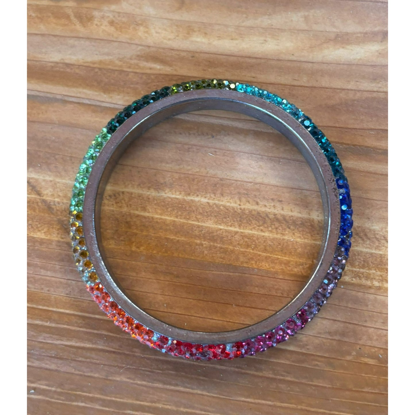 Vintage Ornate Jewel Tone Crystal Rhinestone Bangle