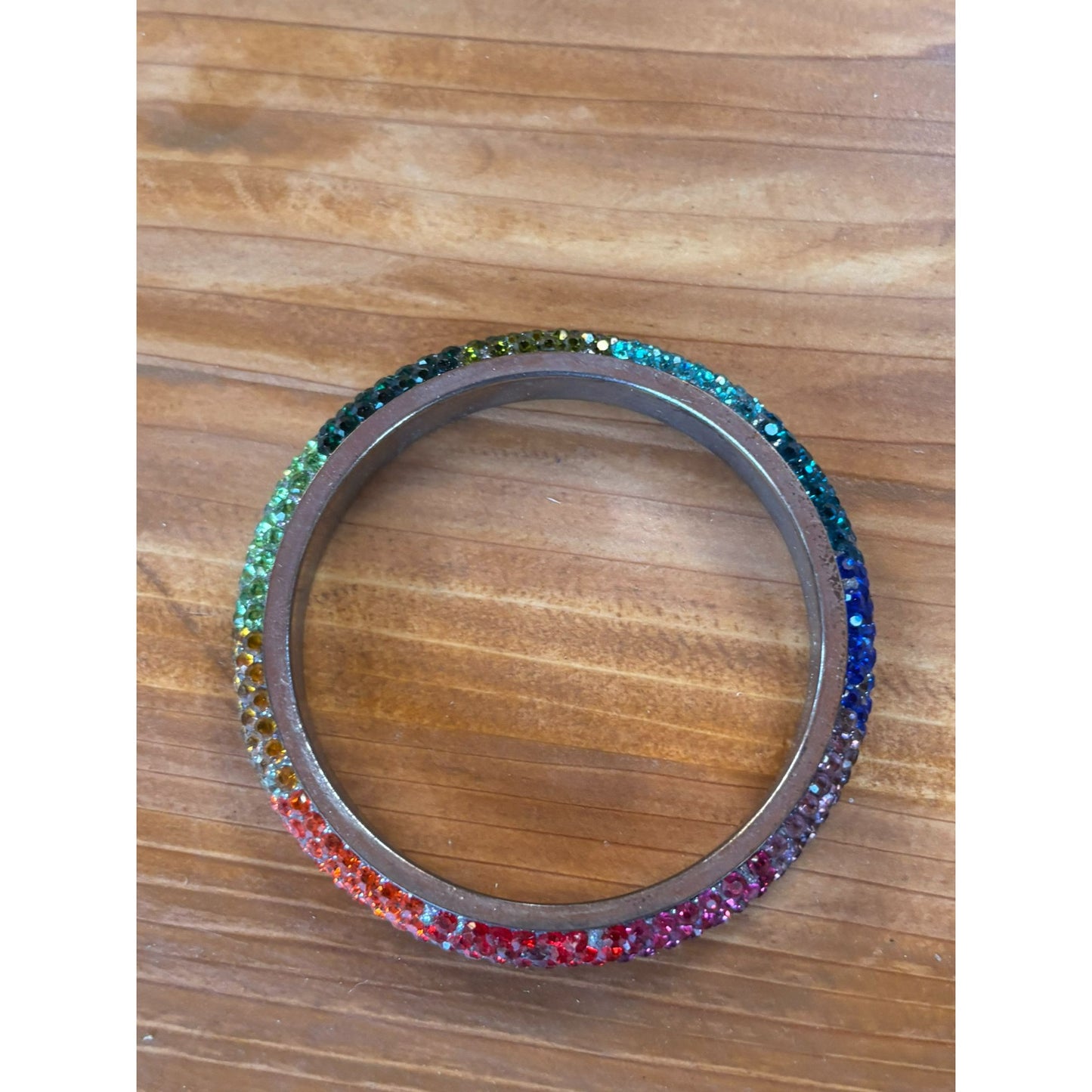 Vintage Ornate Jewel Tone Crystal Rhinestone Bangle