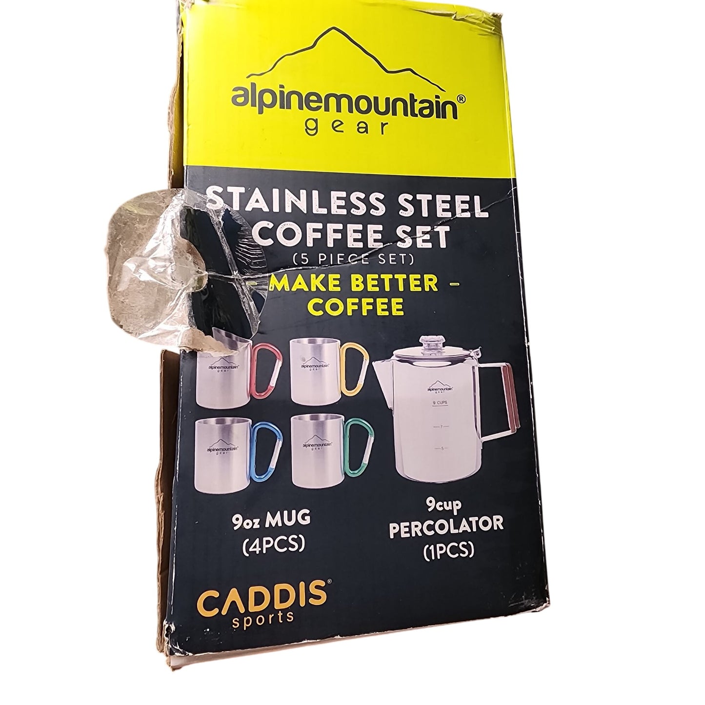 Alpine Mountain Gear 9 cup Percolator 5-Piece Stainless Steel Coffee Set