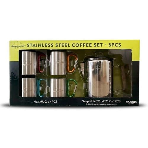 Alpine Mountain Gear 9 cup Percolator 5-Piece Stainless Steel Coffee Set