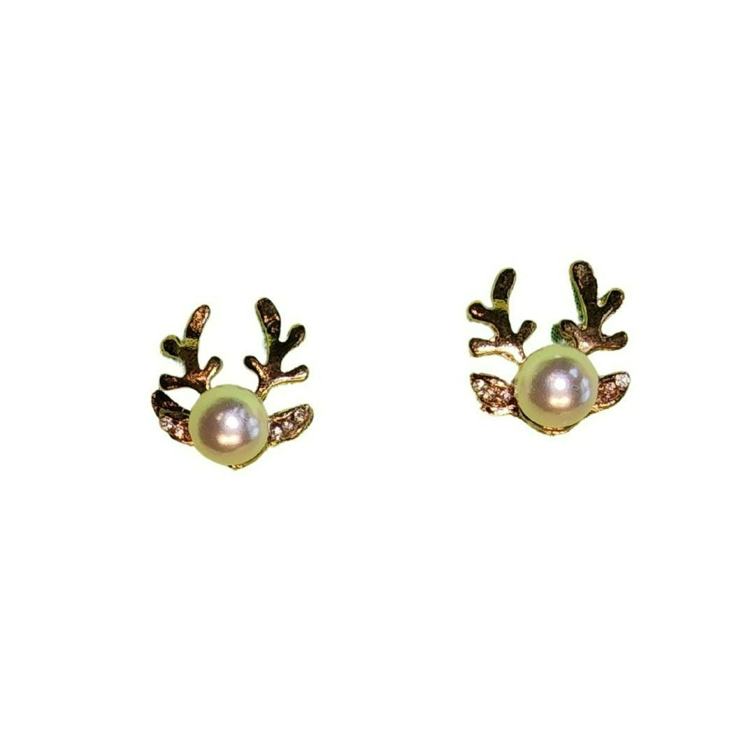 Christmas Pearl Deer Earrings For Women