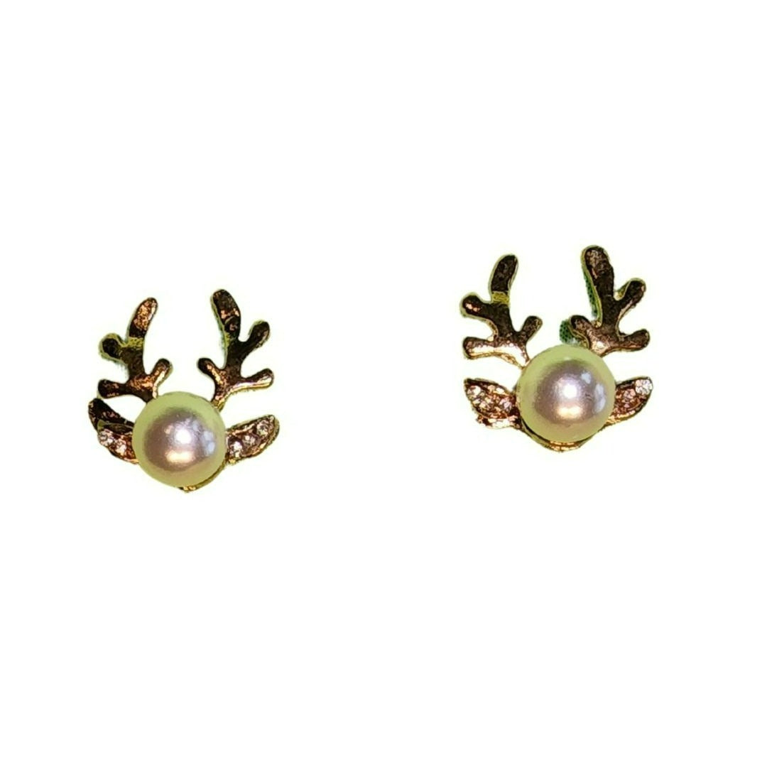 Christmas Pearl Deer Earrings For Women